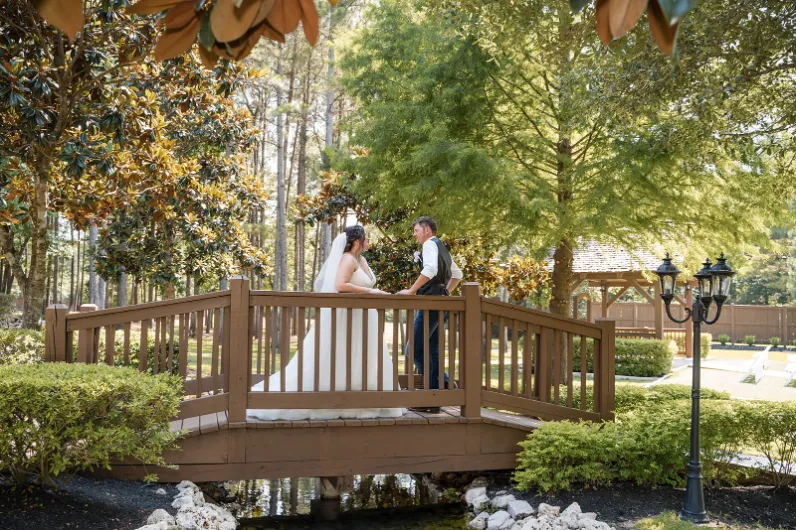 Bride and Groom on Bridge