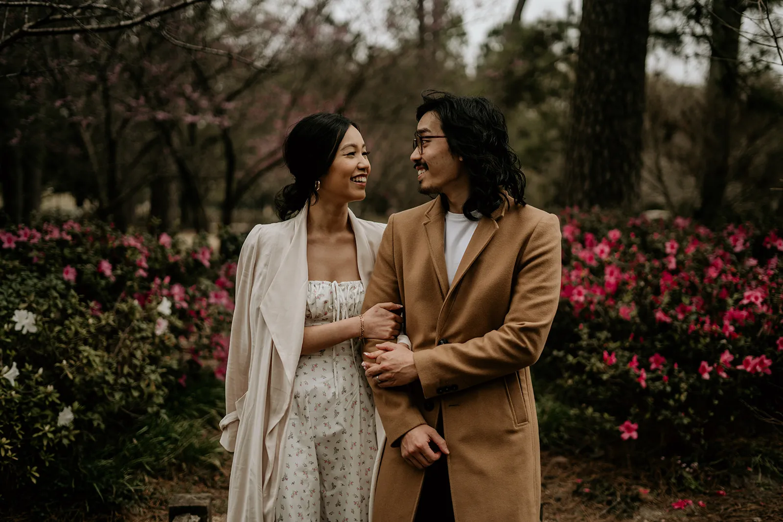 Wedding Couple Strolling before Wedding