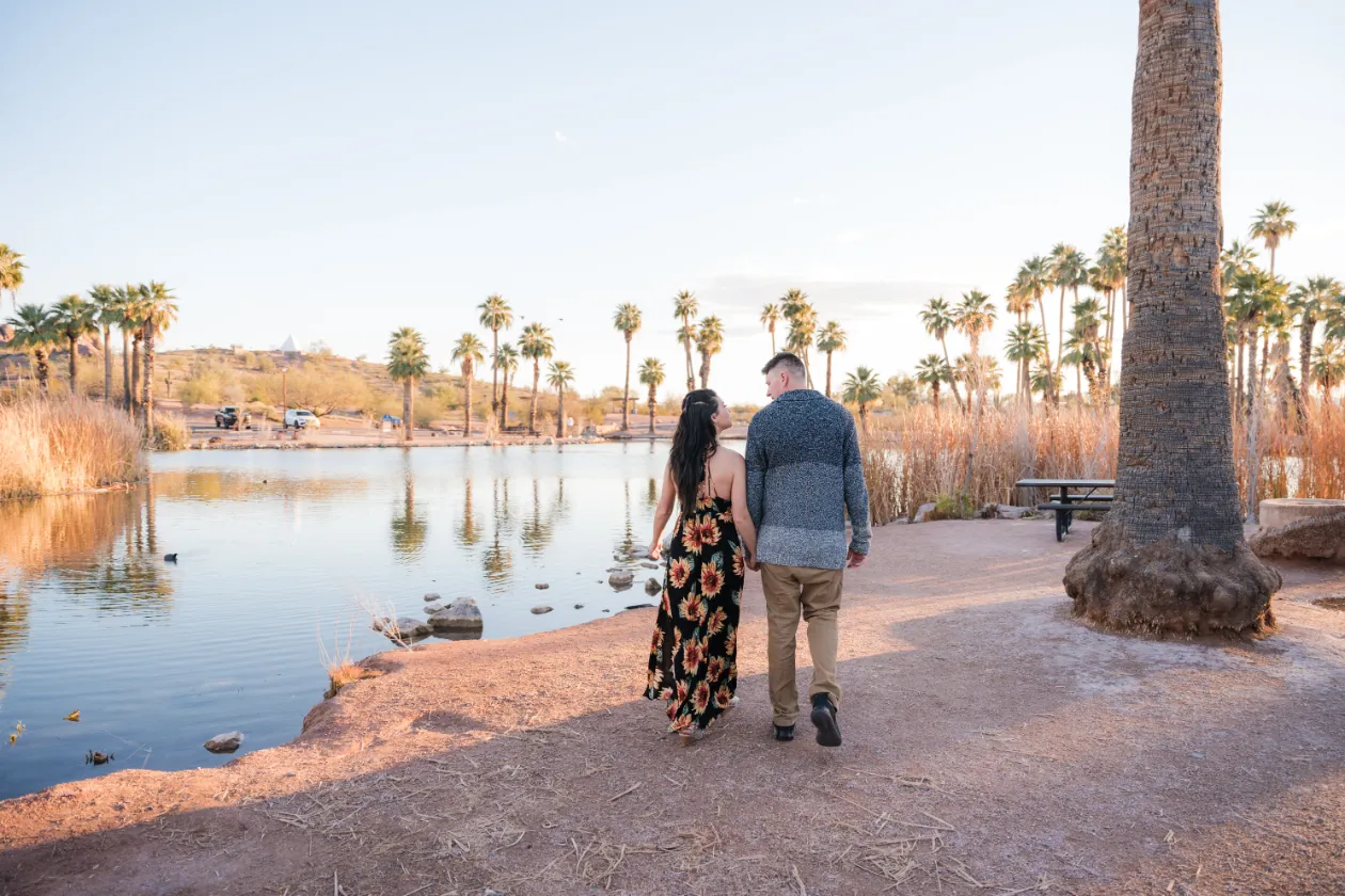 palms and palm trees elopement engagemet photo session