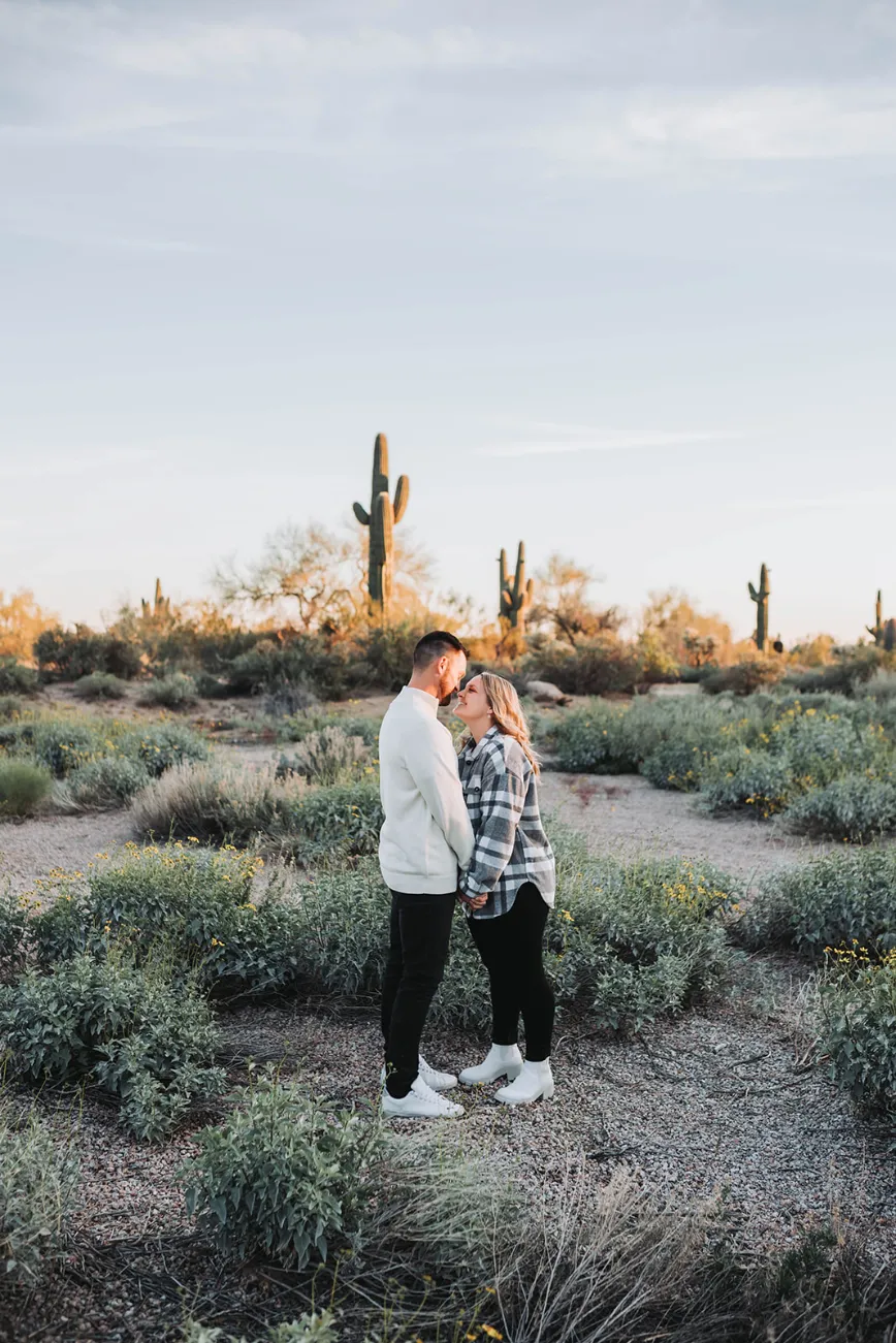 saguaro cactus at engagement photo shoot